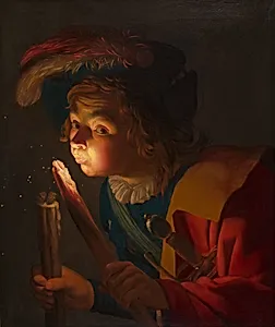 A Boy Blowing on a Firebrand