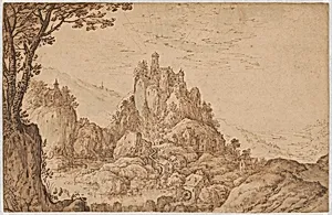 A Castle on a Crag in a Mountainous Landscape
