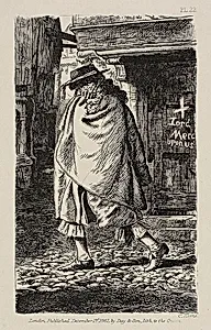 A Cloaked Figure Passing Through the Street (at the Time of the Plague in London) by Charles Samuel Keene