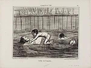 A Family Scene, plate 37 from Croquis D'été by Honoré-Victorin Daumier