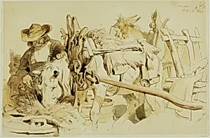 A Farmer Feeding his Pony in Geneva (recto); Seated Friar (verso)