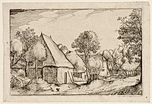 A Farmyard, plate five after Pictures of Farms, Country Houses and Rustic Villages (Praediorum villarum et rusticarum casularum icones)