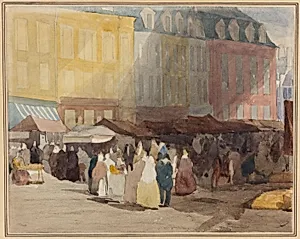 A French Market Scene, possibly Boulogne
