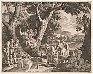 A Game of Boule, Plate 9 from Pastorales