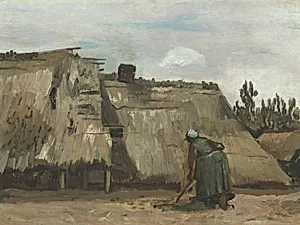 A Peasant Woman Digging in Front of Her Cottage by Vincent van Gogh