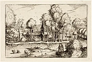 A Pond, plate eighteen after Pictures of Farms, Country Houses and Rustic Villages (Praediorum villarum et rusticarum casularum icones)