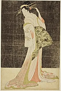A Selection of Beauty from the Pleasure Quarters (Seiro bijin awase): Courtesans Hired for the New Years Holidays - Takigawa of the Ogiya