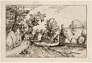A Village Road, plate seven after Pictures of Farms, Country Houses and Rustic Villages (Praediorum villarum et rusticarum casularum icones)