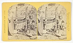 Aboriginal life among the Navajo Indians, Cañon de Chelle, New Mexico. Squaw weaving blankets. The native loom. The blankets made are of the best quality, and impervious to water, No. 26 from the series "Geographical Explorations and Surveys West of the 100th Meridian"