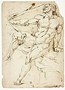 Academic Male Nude Representing Hercules with Nessus's Robe (recto and verso)