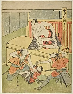 Act Ten: Amakawaya House from the play Chushingura (Treasury of the Forty-seven Loyal Retainers) by Katsukawa Shun'ei