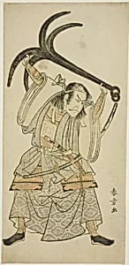 Actor Ichikawa Danjûrô IV as Taira no Tomomori Disguised as Tokaiya Gimpei in “Yoshitsune’s Thousand Cherry Trees” (“Yoshitsune sembon-zakura”) by Katsukawa Shunsho