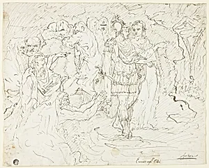 Aeneas in the Elysian Fields (recto); Sketches of Groups of Figures (verso)