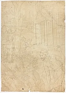 Agamemnon Kneeling in Front of the Temple of Diana