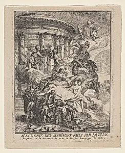 Allegorie des Mariages Faits par la Ville de Paris a la Naissance du Duc de Bourgogne by Gabriel Jacques de Saint-Aubin