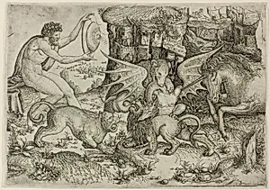 Allegory: Combat of Animals in the Presence of Man with Shield