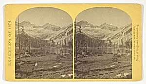 Alpine Lake, in the Cerro Blanco Mountains, Colorado. One of a group of ten lakes at the main head of Ute Creek. 11.000 feet above sea-level. Cerro Blanco Peak rises 14.269 feet abov the sea, lying to the westward, No. 45 from the series "Geographical Explorations and Surveys West of the 100th Meridian"