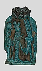 Amulet of the Theban Triad, Amun, Mut, and Khonsu by Ancient Egyptian