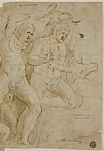 Ancient Sarcophagus Relief with the Labors of Hercules