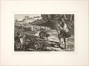 Arcadian Shepherd Boy and His Flock of Sheep