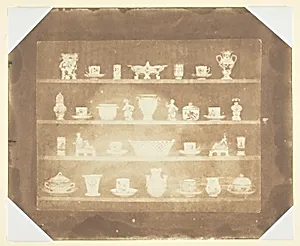 Articles of China on Four Shelves by William Henry Fox Talbot