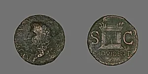 As (Coin) Portraying Emperor Augustus by Ancient Roman
