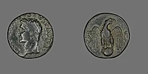 As (Coin) Portraying Emperor Augustus by Ancient Roman