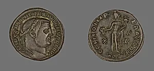As (Coin) Portraying Emperor Galerius by Ancient Roman