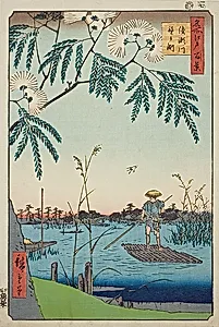 Ayase River and Kanegafuchi (Ayasegawa Kanegafuchi), No.63 from the series "One Hundred Famous Views of Edo (Meisho Edo hyakkei)" by Utagawa Hiroshige