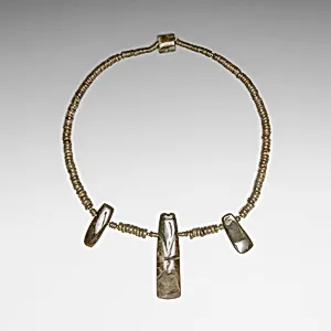 Beaded Necklace with Three Celt Pendants