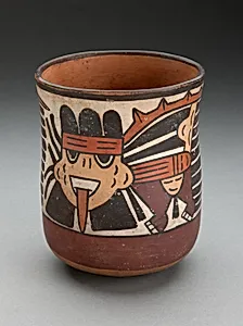 Beaker Depicting Ritual Figure Wearing Costume with Bird Attributes by Nasca