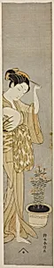 Beauty Adjusting her Hairpin by Suzuki Harunobu