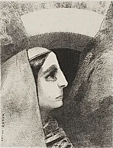 Before the Black Sun of Melancholy, Lenore Appears, plate two from To Edgar Poe by Odilon Redon