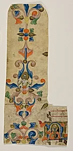 Bishop Saint Zenobius in a Historiated Initial "N" with Decorated Border from a Laudario