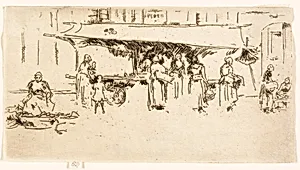 Booth, Market Place, Loches by James McNeill Whistler