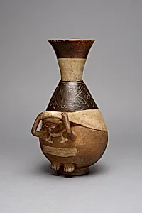 Bottle in Form of a Figure Carrying a Burden with a Tumpline by Moche