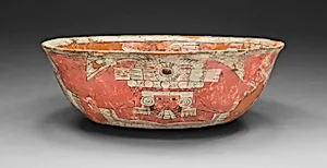 Bowl Depicting a Female Figure with Shield and Darts Motifs