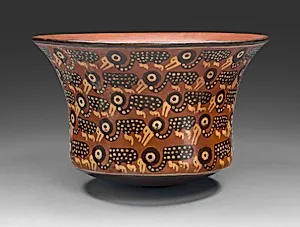Bowl Depicting Rows of Spotted Birds by Nasca