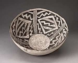 Bowl with Bold Black-on-White Diamond and Zizgag Motifs