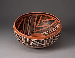 Bowl with Geometric Black-and-White Motifs on Interior and Exterior Surface