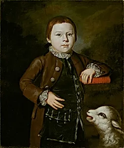 Boy of Hallett Family with Lamb