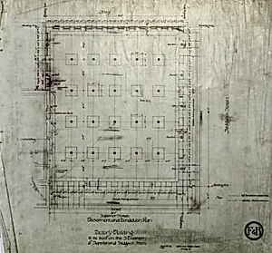 Brunswick Balke Collender Company Factory Building, Chicago, Illinois, Foundation Plan and Basement Plan by Adler & Sullivan, Architects