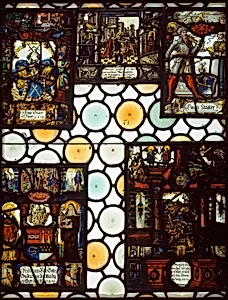 Bull's Eye Window with Five Heraldic Panels by Unknown