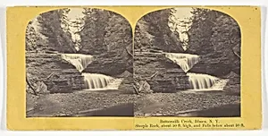Buttermilk Creek, Ithaca, N.Y. Steeple Rock, about 50 ft. high, and Falls below about 50 ft.