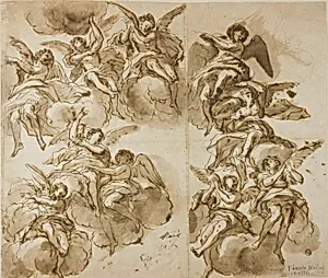 Ceiling Design: Angels (recto); Sketches of Angels (verso)
