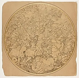 Ceremonial Shield with Stories of Marcus Curtius and Mutius Scaevola