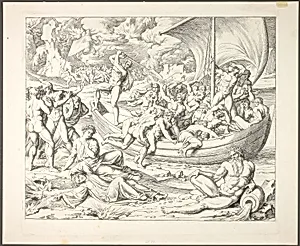 Charon's Bark with Souls Crossing the Styx, plate two from Darstellungen aus Dante's Hölle