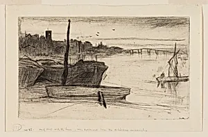 Chelsea Bridge and Church by James McNeill Whistler