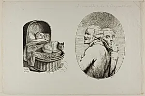 Child in a crib and Jeux de physionomie after Ducreux by Monogrammist A.L.P.