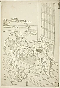 Chinese and Tartar Boys Quarreling over a Game of Go by Katsushika Hokusai